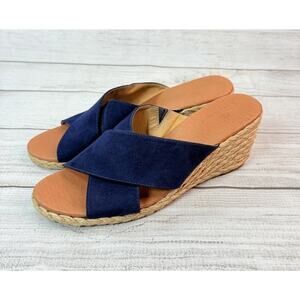 Tommy Bahama Women's Stacey Espadrille Wedge Sandal Navy Blue Size 10